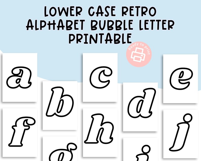 Printable Retro Bubble Letters – Lowercase Alphabet (PDF Download) - Etsy