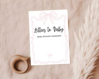 Letters to Baby Printable Pink Bow Theme Baby Shower Activity Printable Baby Shower Keepsake Girl Baby Shower Wishes & Keepsake Letters