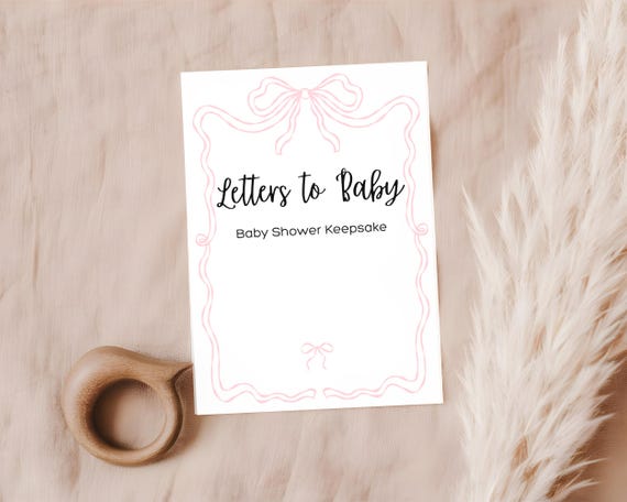 Letters to Baby Printable Pink Bow Theme Baby Shower Activity Printable Baby Shower Keepsake Girl Baby Shower Wishes & Keepsake Letters