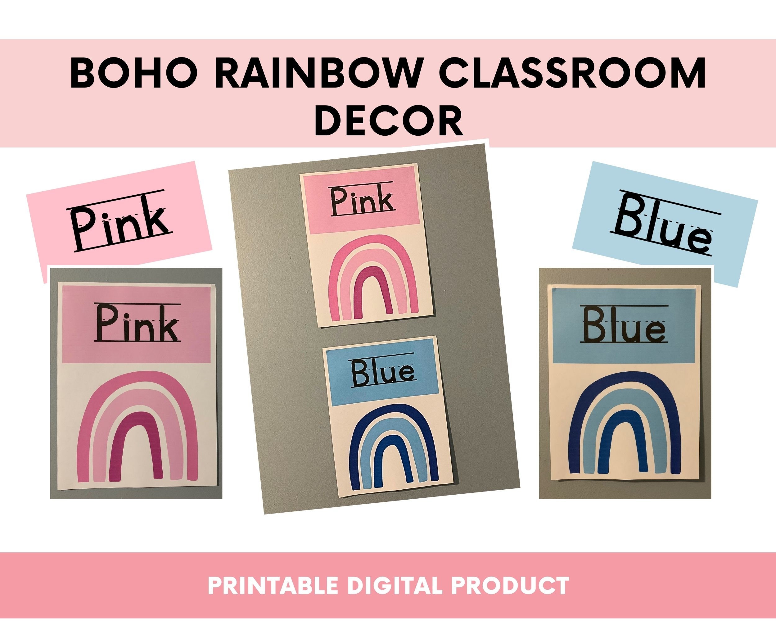 Boho Classroom Decor Boho Rainbow Color Posters Boho Calm Classroom ...