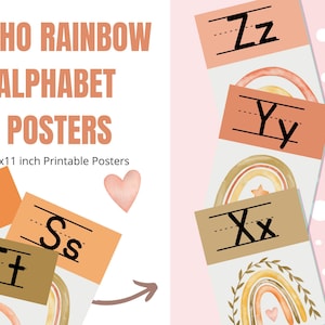 Boho Rainbow Classroom Decor Boho Alphabet Classroom Posters Neutral Rainbow Boho Classroom Decor Printables