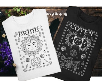 Tarot bride and coven witchy wedding bachelorette svg, png digital graphic download for diy sublimation and Cricut cutting machines