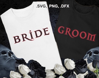 ゴス花嫁 SVG、PNG、DFX、花婿のデジタルダウンロード