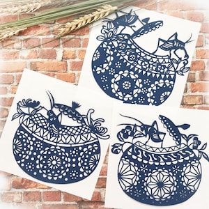 Ensembles de 3 découpes faites à la main - Combat de cricket Découpes de papier - Décor de fenêtre I Fabrication de cartes I Encadrement mural I Paper Cutting Art – PC 001