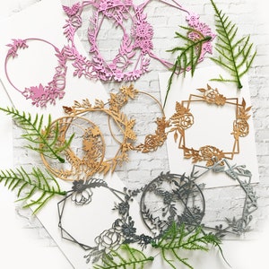 12 Pcs Floral Frame Die cuts I Découpes de papier I Fabrication de cartes, Fournitures de scrapbooking, Junk Journal, Fournitures d’artisanat en papier - PC008
