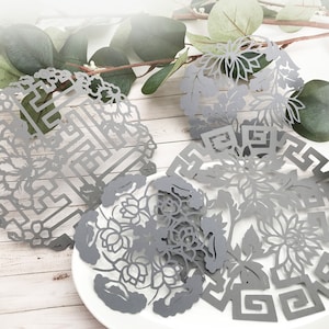 Ensembles de 4 coupes florales faites à la main pour la décoration - Anniversaire - Fabrication de cartes - Anniversaire - Scrapbooking - Cadeaux uniques – PC 004