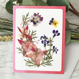Echte gepresste Blumen Karte - Sortierte Klappkarten mit echten gepressten Blumen - Einzigartiges Kartengeschenk für Ihre Liebsten - C#02