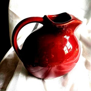 Vintage Burgundy Hall Pottery Pitcher
