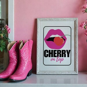 Bold Feminist Wall Art Black and Pink Dorm Room Decor Preppy Pink Aesthetic Poster Quirky Pop Girly Lips Room Wall Art Women Wall Print