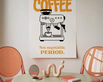 Coffee Bar Wall Art Printable Rustic Kitchen Decor Espresso Machine Cafe Poster Digital Download