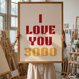Romantic Decor I Love You 3000 Gift for Him Minimalist Wall Art Valentines Day Decor Love Saying Superhero Saying Trendy Typography Poster