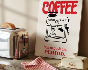 Coffee Bar Wall Art Printable Cafe Style Kitchen Decor Espresso Machine Poster Modern Coffee Corner Print