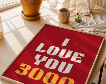 Trendy muurkunst Ik hou van jou 3000 Valentijnsdag cadeau liefdesspreuken typografie poster romantische muurkunst afdrukbaar schattig valentijnscadeau voor haar