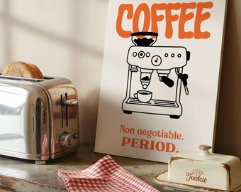 Warm Coffee Kitchen Print Printable Cozy Cafe Wall Art Coffee Corner Decor Modern Kitchen Poster