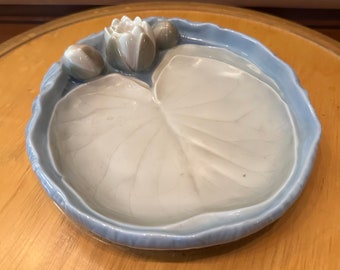 Vintage Bing and Grondahl 1970s Porcelain Tray, Water Lily 2360, Svend Jespersen Denmark 70s, Coastal Nature Pad Danishhome Cottage Decor