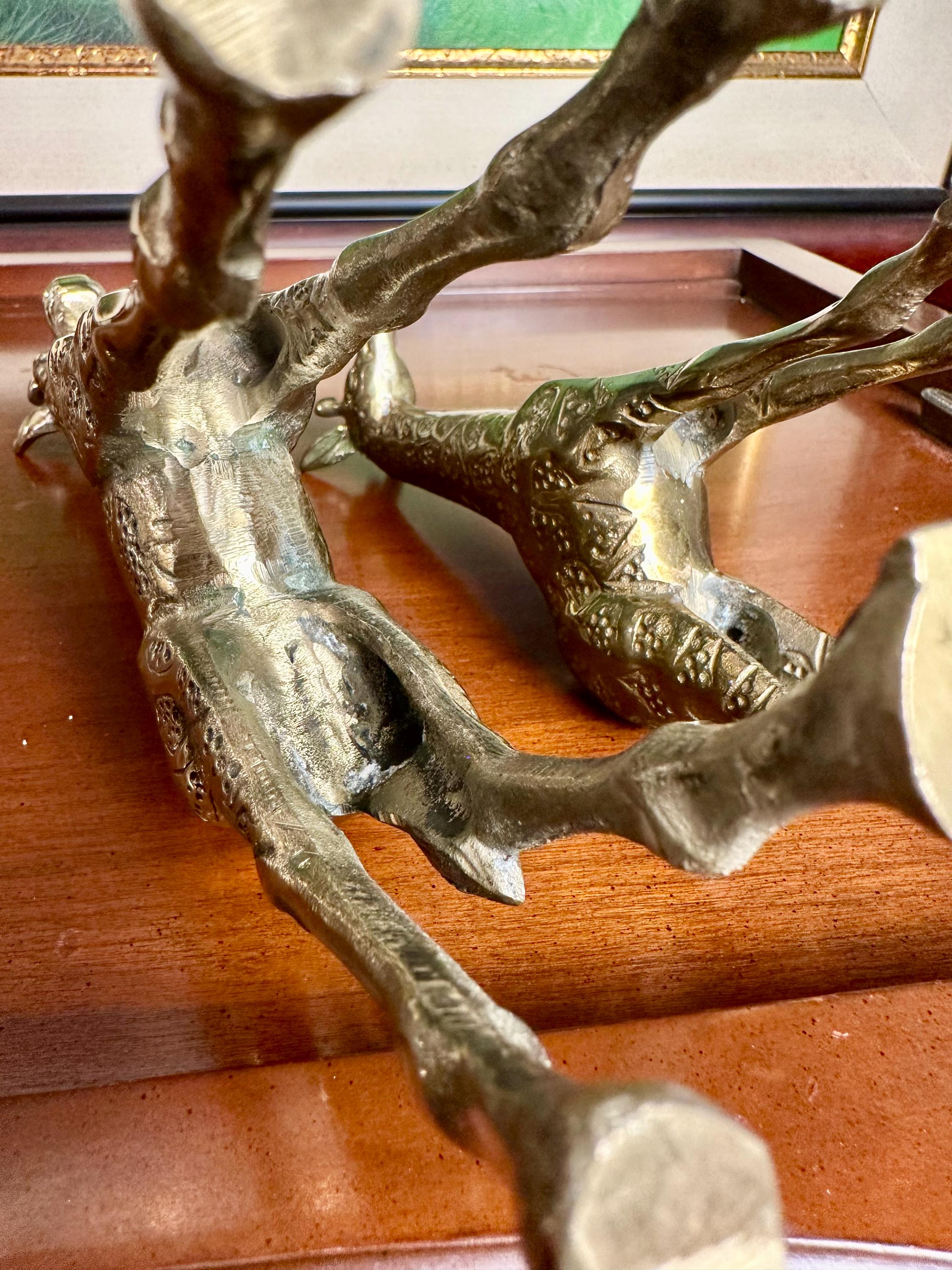 ヴィンテージの真鍮製キリンの置物：お母さんと赤ちゃん、サファリ風の