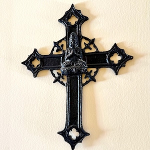 Vintage Japanese Hidden Christian Buddha Cross, Solid Brass