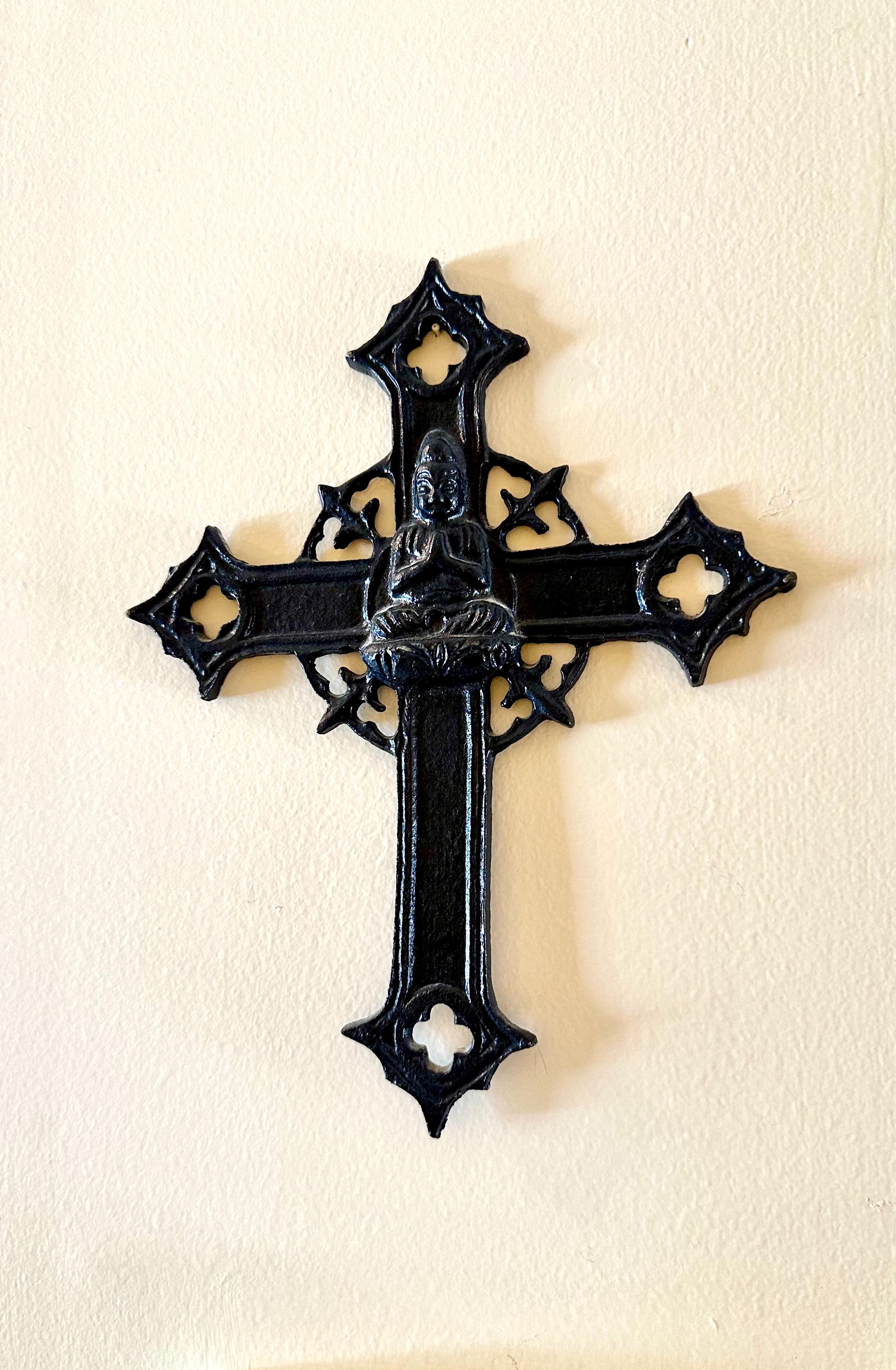 Vintage Japanese Hidden Christian Buddha Cross, Solid Brass