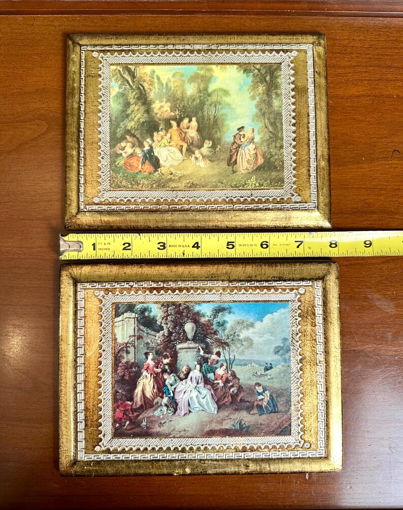 Vintage Italian Florentine Plaques | Rococo Courting Scenes, Gold Gilt ...