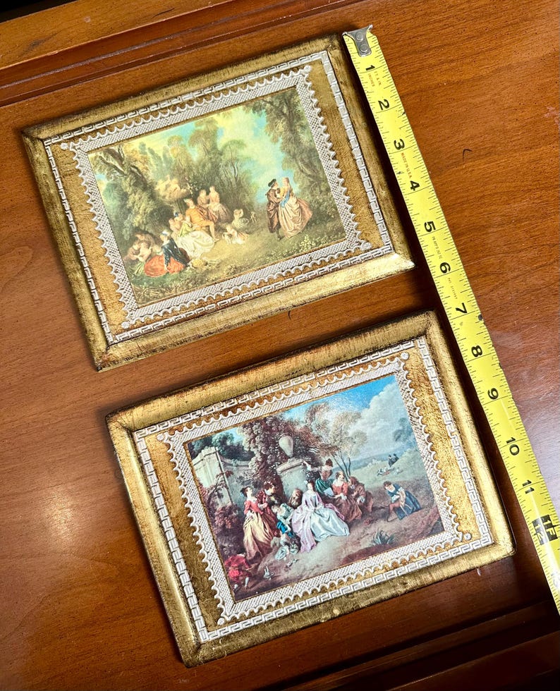 Vintage Italian Florentine Plaques | Rococo Courting Scenes, Gold Gilt ...