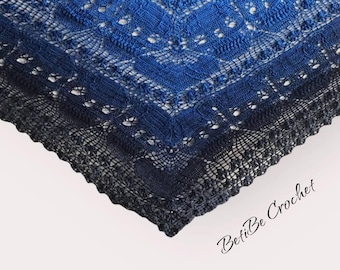 Step into the darkness - Elegant Crochet Shawl  PDF Pattern Instand Download