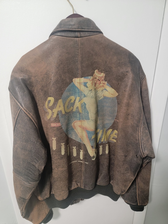 1987 Bomber Jacket "Sack Time" size large made by 