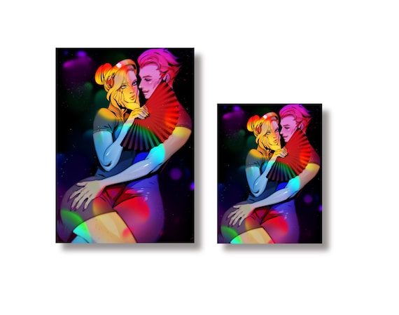 Overwatch Mercy Moira Art Print, Sapphic Colorful Poster
