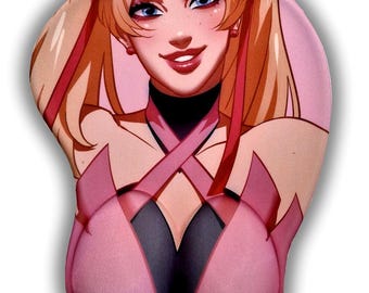 Overwatch Mercy Mouse Pad, Pink Lycra, Silicone Gel Wrist Rest