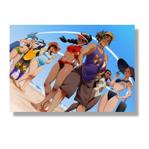Overwatch Heros Beach Art Print Venture Overwatch Summer Art Print Gift for Gamers