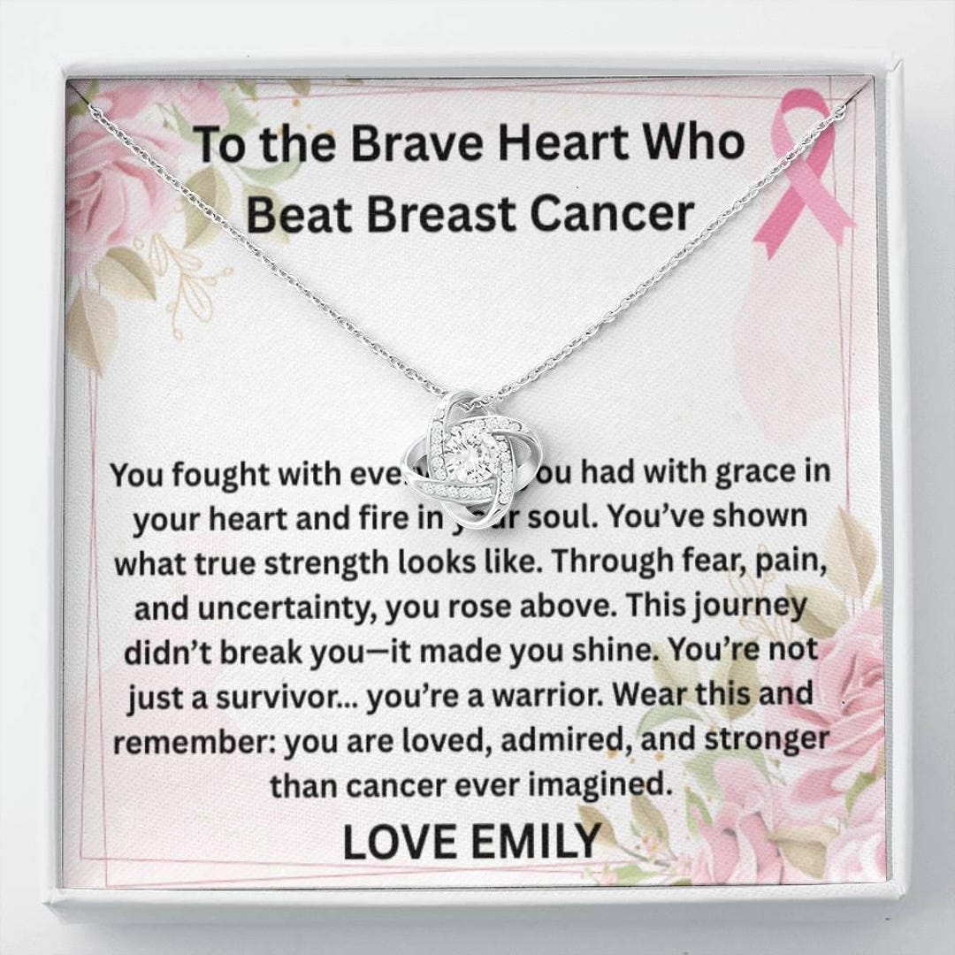 Breast Cancer Survivor Gift for Her, You Beat Cancer Necklace, Warrior ...