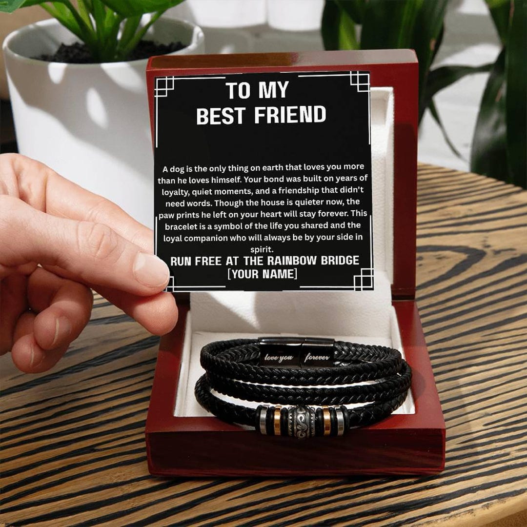 Dog Memorial Bracelet for Men Loss of Pet Sympathy Gift Rainbow Bridge ...