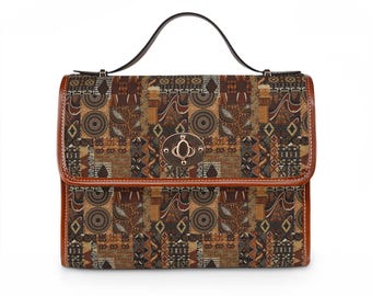 Tribal Geometrische Muster Wasserdichte Segeltuchtasche | Azteken Mosaik Schulranzen