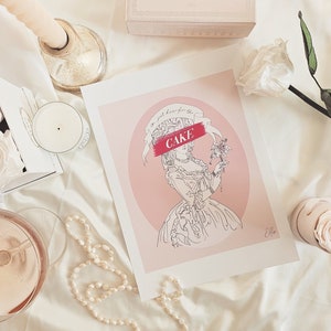 The I&#39;m Just Here for the Cake Art Print in Rococo Blush - Wall Art Print