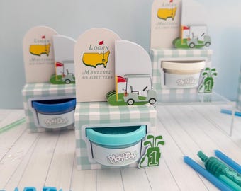 Mini Golf First Birthday Play-Doh Party Favors | Masters Golf Theme | Personalized 1st Birthday Favor Boxes | Boy Golf ONE Decor