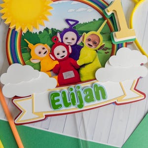 Teletubbies cake topper, boy birthday, teletubbies party, first girl birthday party, first birthday cake topper, rainbow cake topper