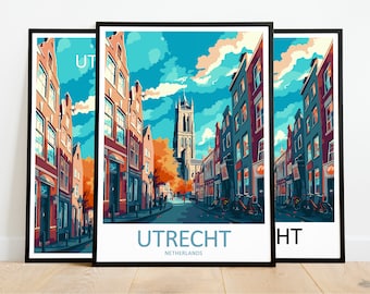 Utrecht Travel Print Art Utrecht Poster Nederland Wall Art Decor Utrecht Cadeau Utrecht Artwork Utrecht Art Nederland Decor