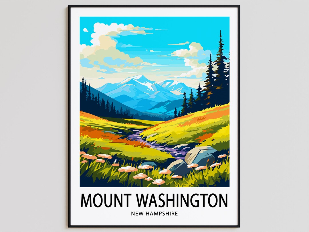Mount Washington Travel Poster Mount Washington Print New Etsy