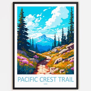 Pacific Crest Trail reizen print muur decor kunst aan de muur Pacific Crest Trail muur hangend Home decor USA cadeau kunst reizen liefhebbers woondecoratie