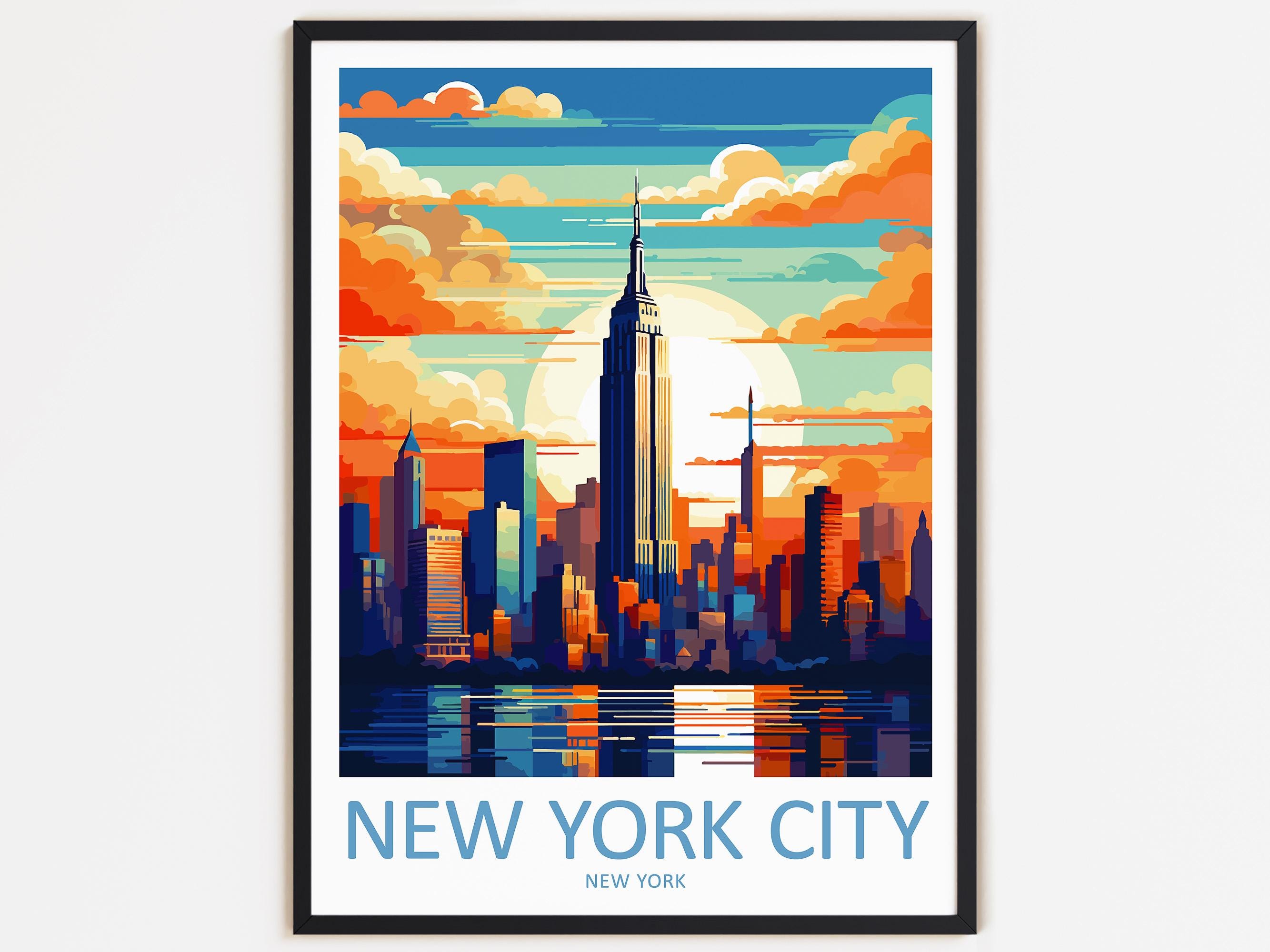 New York City Reise Print Wanddekoration Wandkunst New York City Wandbehang Wohnkultur New York Geschenk Kunst Reiseliebhaber Dekoration