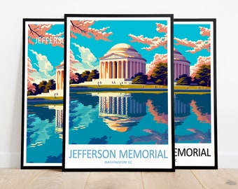 Jefferson Memorial Travel Poster Jefferson Memorial Print Washington DC Art Print Jefferson Memorial Gift Jefferson Memorial Wall Art