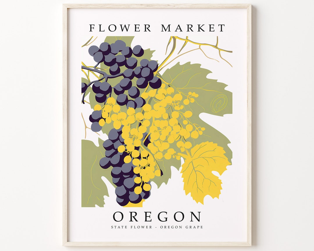 Oregon FLOWER MARKET Oregon STATE Flower Print Oregon Grape Flower