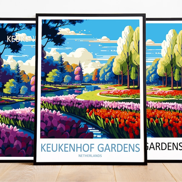 Keukenhof Gardens Travel Poster Keukenhof Gardens Print Netherlands Art Print Keukenhof Gardens Gift Keukenhof Gardens Wall Art
