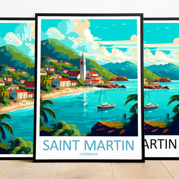 Saint Martin Travel Print Saint Martin Art Poster Caribbean Art Print Saint Martin Gift Saint Martin Wall Art Saint Martin Artwork