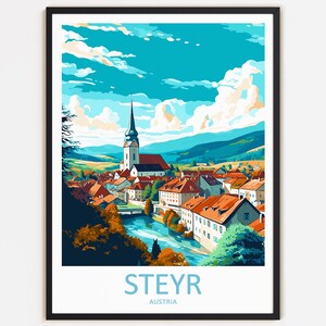 Steyr Reise Print Wanddekor Wandkunst Steyr Wandbehang Home Décor Steyr Geschenk Kunstliebhaber Austria Art Home Decoration
