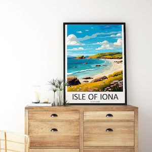 Impresión de viaje de la isla de Iona Decoración de pared Arte de pared Colgante de pared de la isla de Iona Decoración del hogar Regalo de la isla de Iona Amantes del arte Arte de Escocia Decoración del hogar