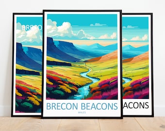 Brecon Beacons Travel Print Brecon Beacons Art Poster Wales Art Print Brecon Beacons Gift Brecon Beacons Wall Art Brecon Beacons Artwork