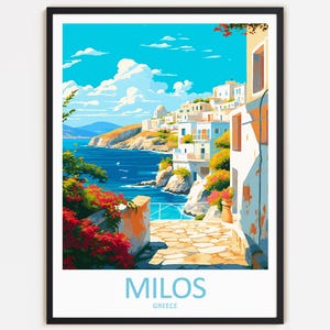 Milos Reisedruck Wanddekor Wandkunst Milos Wandbehang Wohnkultur Milos Geschenk Kunstliebhaber Griechenland Kunst Dekoration