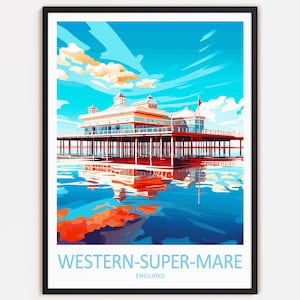 Western-Super-Mare Reise-Druck Wand-Dekor Western-Super-Mare Wandbehang Kunst Home Décor England Geschenk Kunstliebhaber