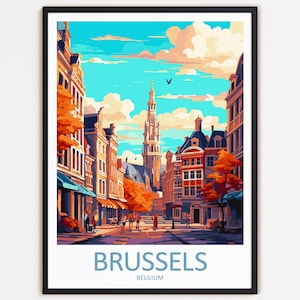 Décoration murale imprimée voyage à Bruxelles, art mural, tenture murale de Bruxelles, décoration d'intérieur, cadeau Bruxelles, amateurs d'art, art belge, décoration d'intérieur