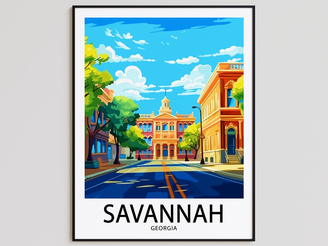 Savannah Travel Poster Savannah Print Georgia Art Print - Etsy